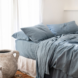 КПБ 1.5 сп с простыней на рез. 90х200 ВАРЕНЫЙ ХЛОПОК "Голубой меланж"