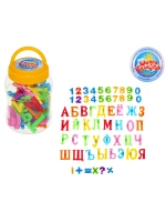 Алфавит магнитный Буквы, цифры 59 деталей МИКС