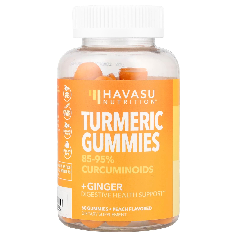 Havasu Nutrition, жевательная добавка с куркумой и имбирем, со вкусом персика, 60 жевательных таблеток