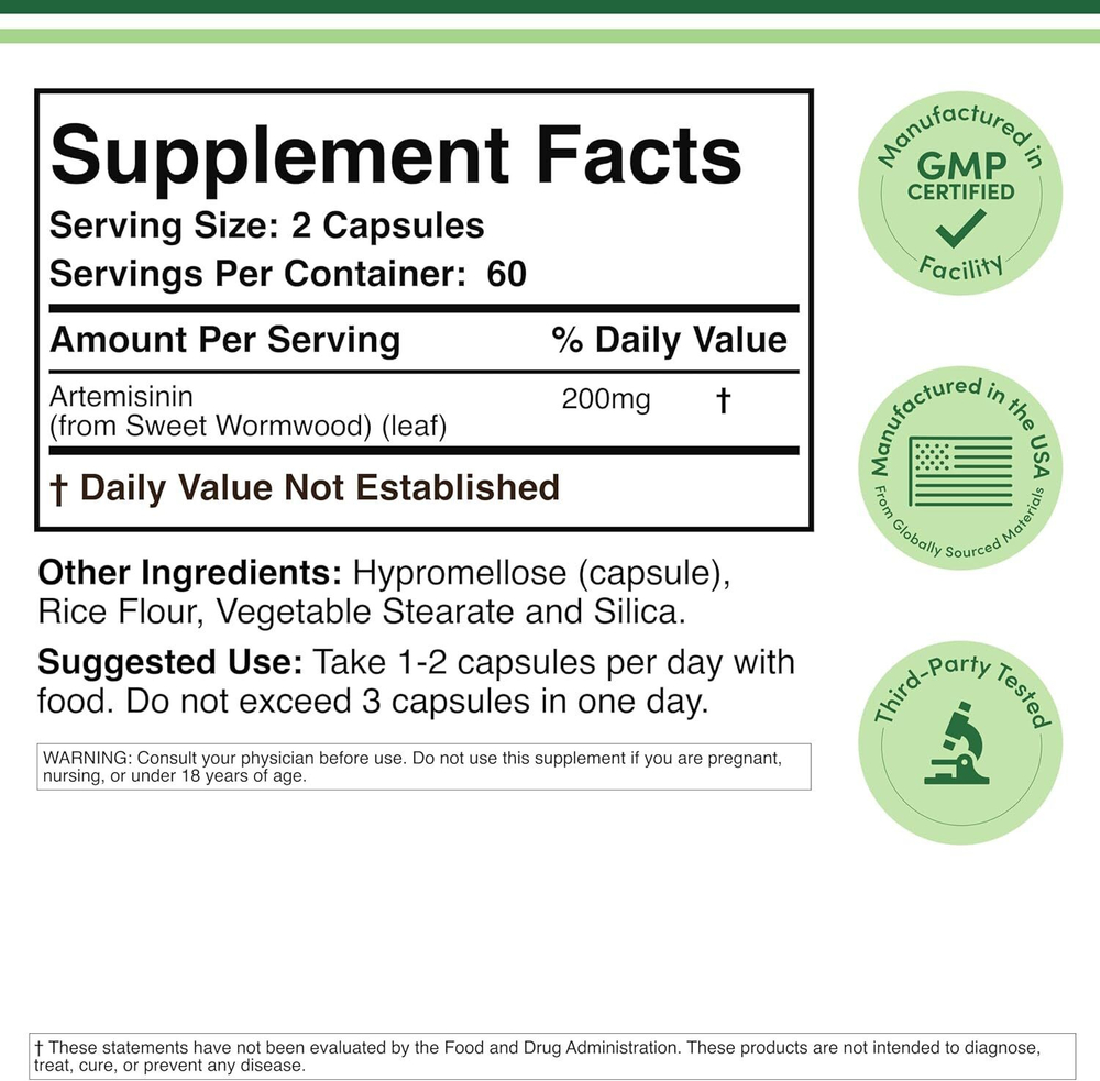 Double Wood Supplements - Artemisinin 120 capsules