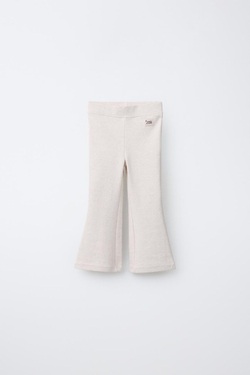 ZARA ЛЕГИНСЫ FLARE ИЗ ИНТЕРЛОКА С ЭТИКЕТКОЙ, ПЕСОЧНЫЙ МЕЛАНЖ