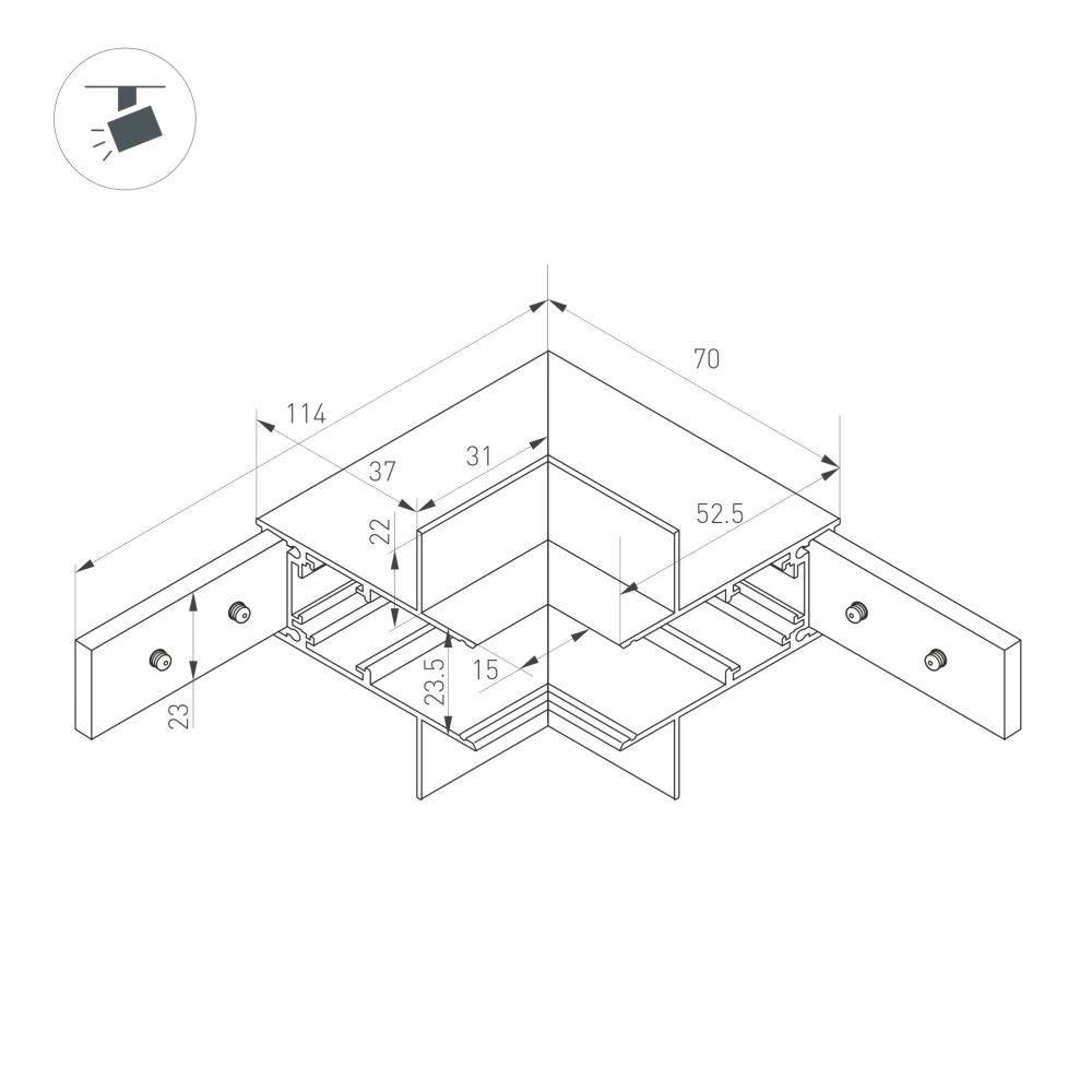 Коннектор угловой MAG-ORIENT-CON-2653-FDW-L90-INT (BK, внутренний) (Arlight, IP20 Металл, 3 года) 044159
