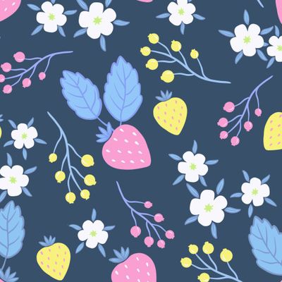 Клубника на темно-синем