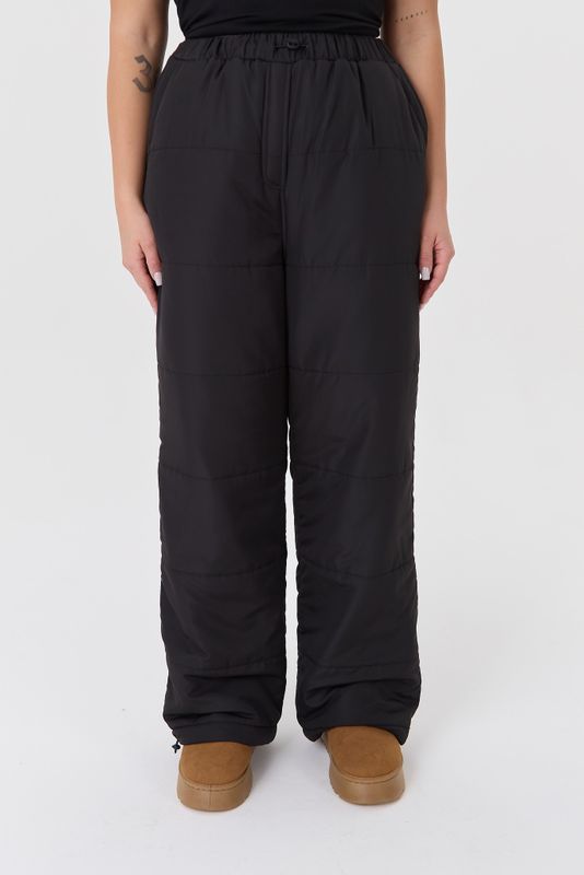 Брюки утепленные на резинке, черный