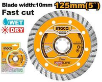 Диск алмазный сегментированный Turbo 125х10х2,5х22 мм INGCO DMD031252