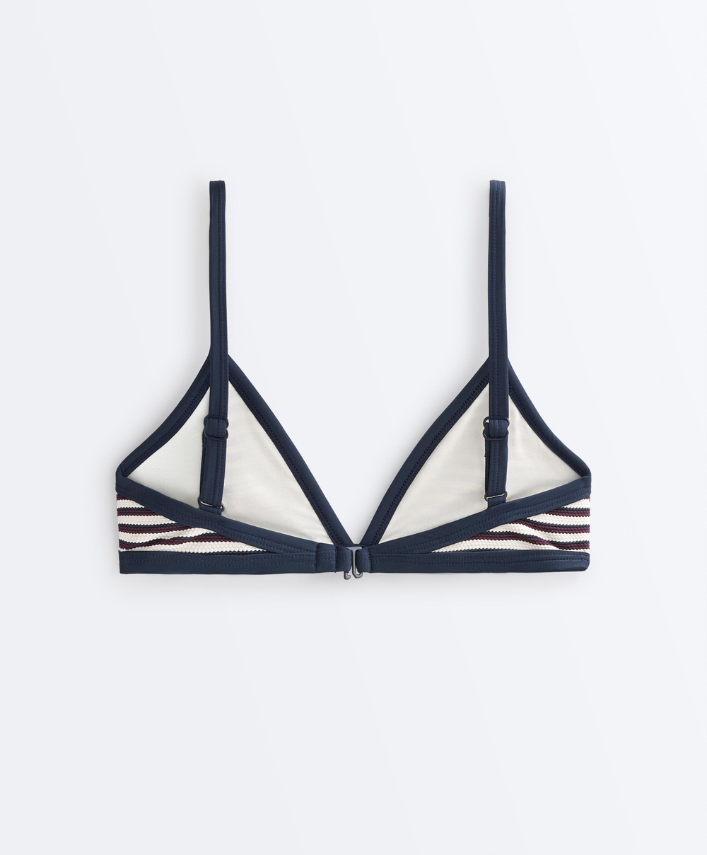 OYSHO Топ-бикини с треугольными чашечками в полоску, синий