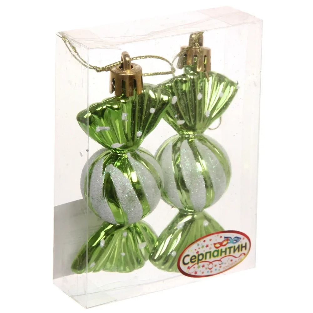 Ёлочные игрушки «Таинственное очарование» Конфетки 8 см (набор 2шт), салатовый