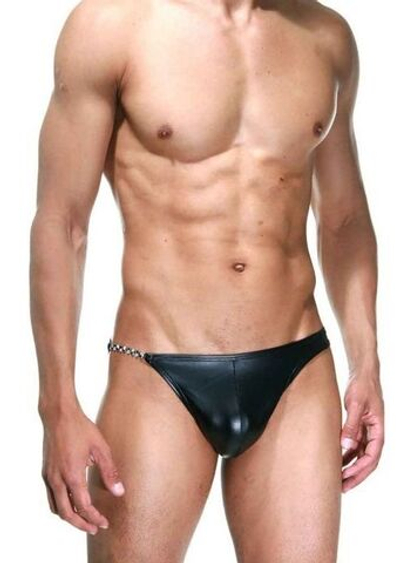 Мужские трусы-слипы с металлическим декором (Размер: L-XL) (Цвет: черный)