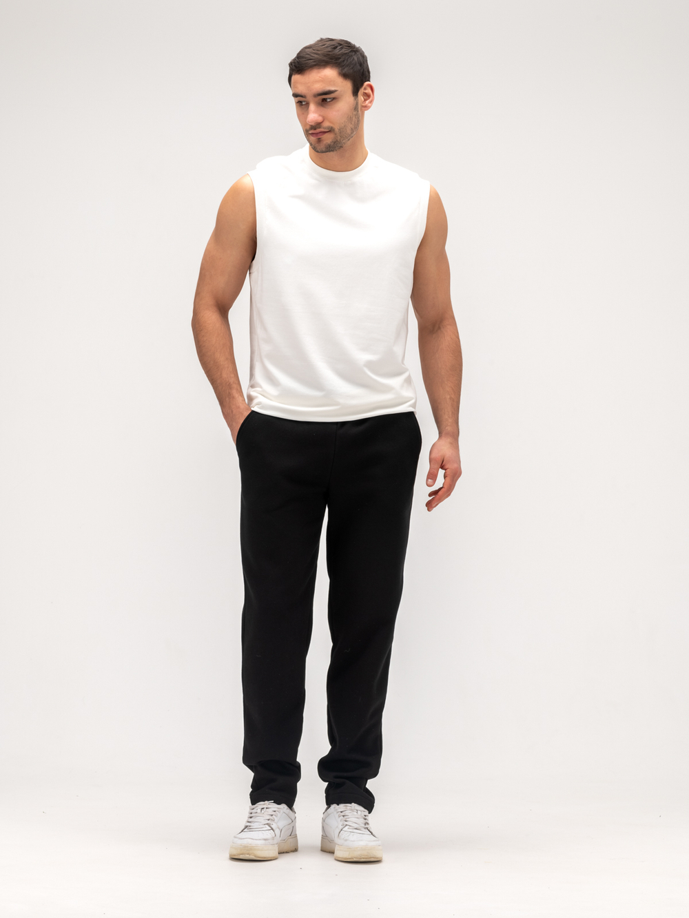 Брюки спортивные прямые теплые. Уголь