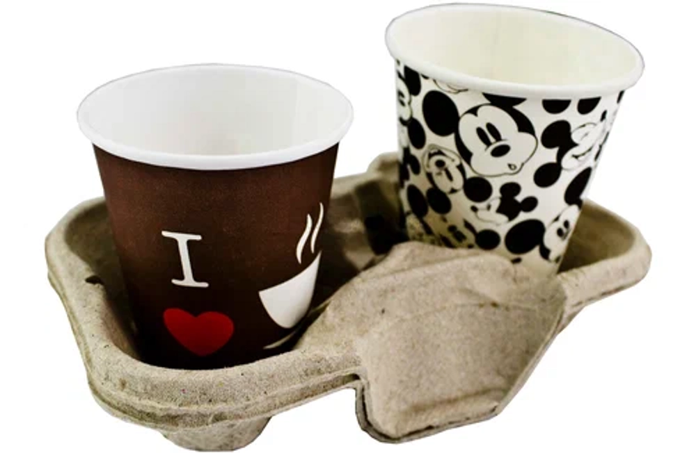 Держатель для 2-х стаканов 193х108х42 Натуральный (150шт), 11328