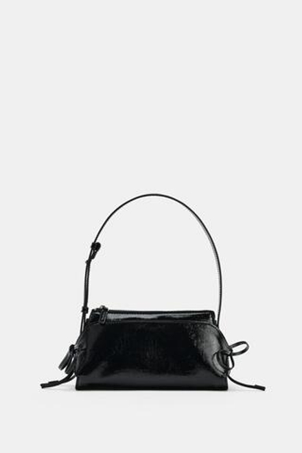 ZARA СУМКА С БАНТАМИ НА ПЛЕЧО, ЧЕРНЫЙ