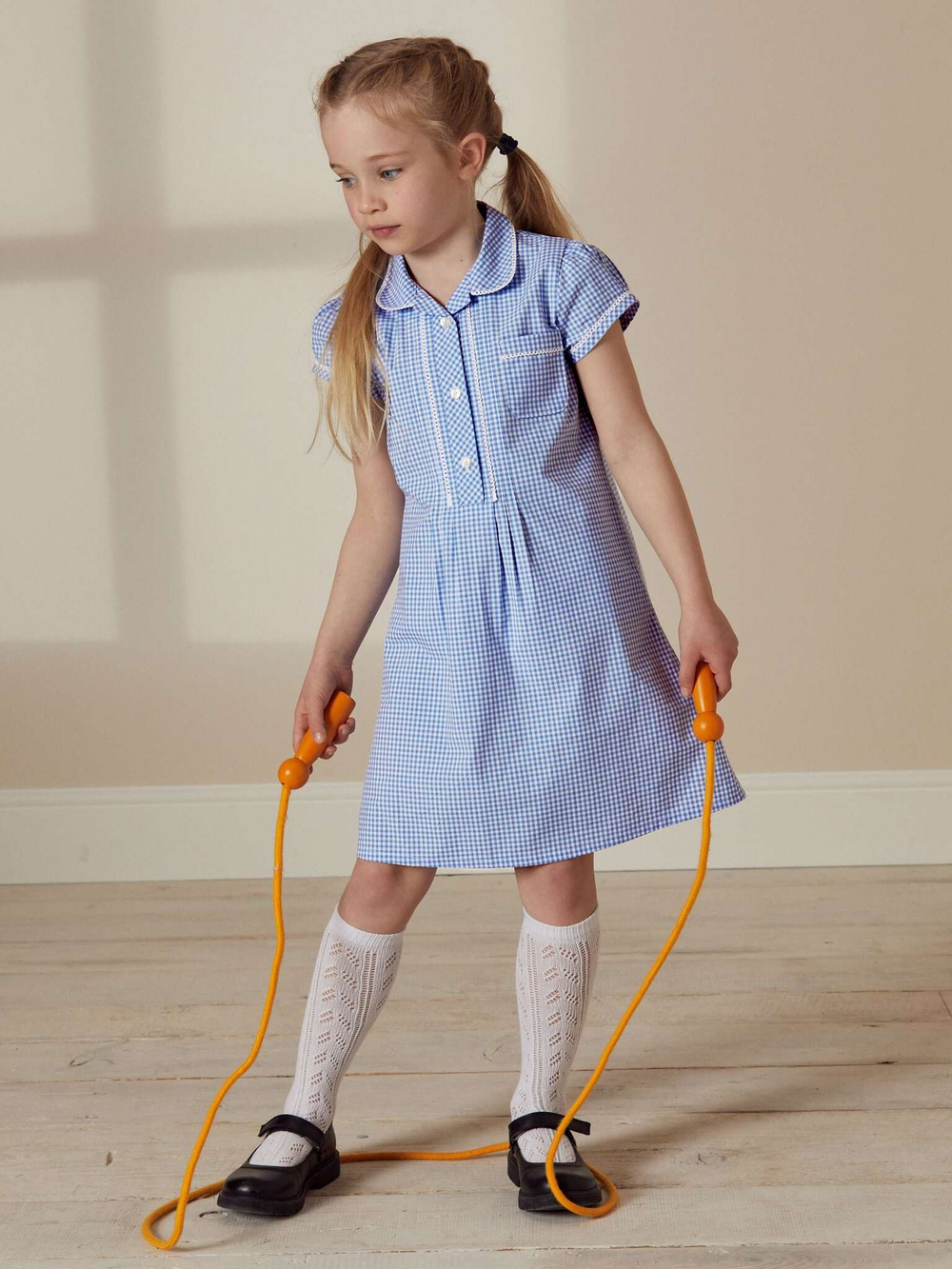 Платье школьное для девочки Next C19-763, Голубой, Белый