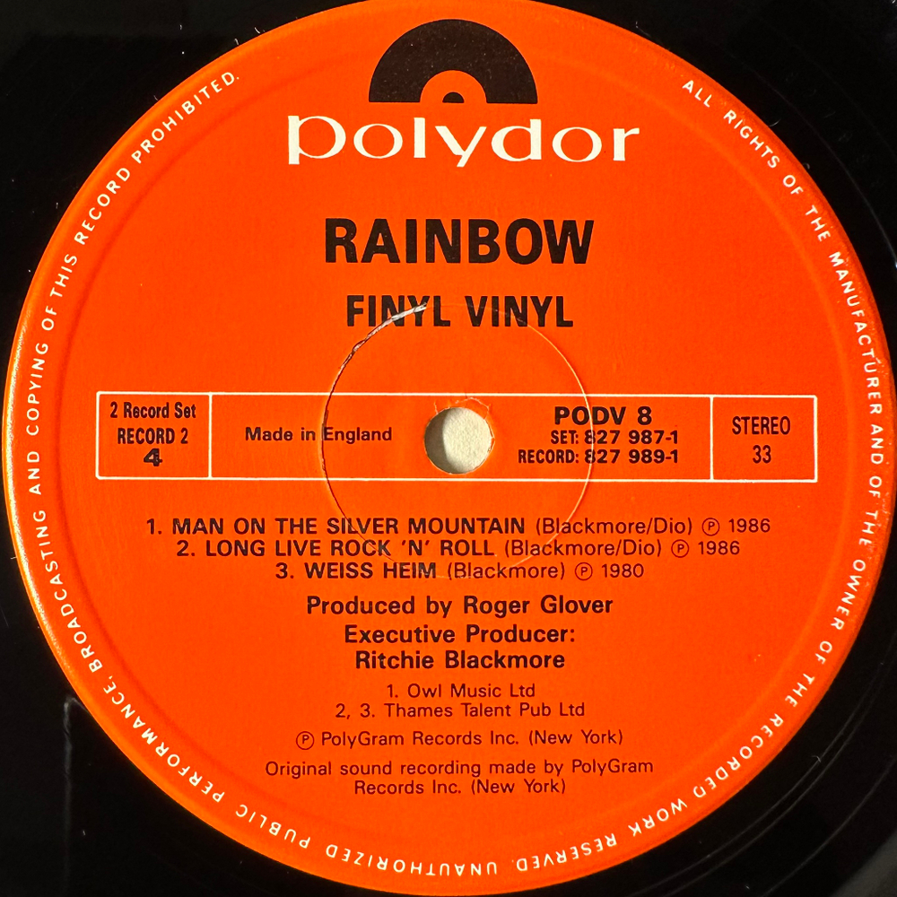 Rainbow ‎– Finyl Vinyl 2LP (Япония 1986г.)