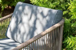 "Канны" лаунж-зона 4-местная из роупа со столом "Верона" (серый гранит), каркас алюминиевый коричневый, роуп коричневый