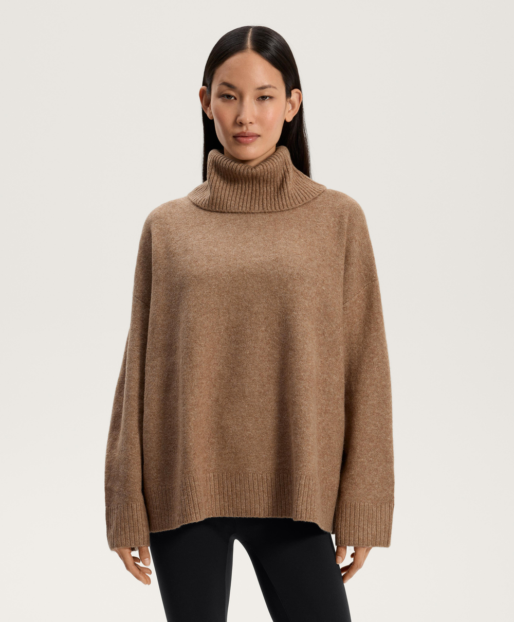 Oysho Трикотажный свитер оверсайз, коричневый меланж