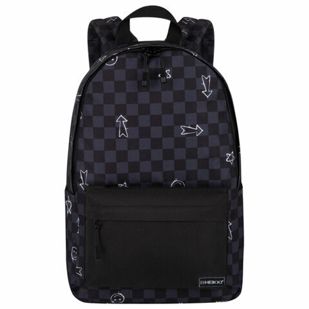 Рюкзак HEIKKI POSITIVE (ХЕЙКИ) универсальный, карман-антивор, "Gray Chess", 42х28х14 см, 273855