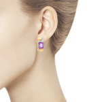 Серьги из золота 585 пробы с Аметист и 38 Фианит