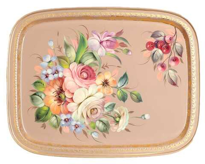 Жостовский поднос декоративный, размер 45х35 см (A19), металлический