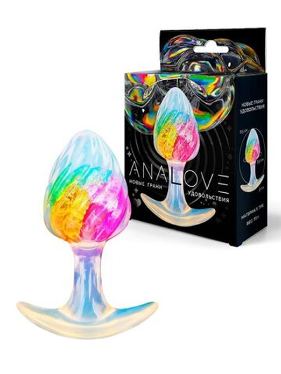 Яркая анальная пробка со спиралевидным рельефом - 9 см. (Цвет: разноцветный)
