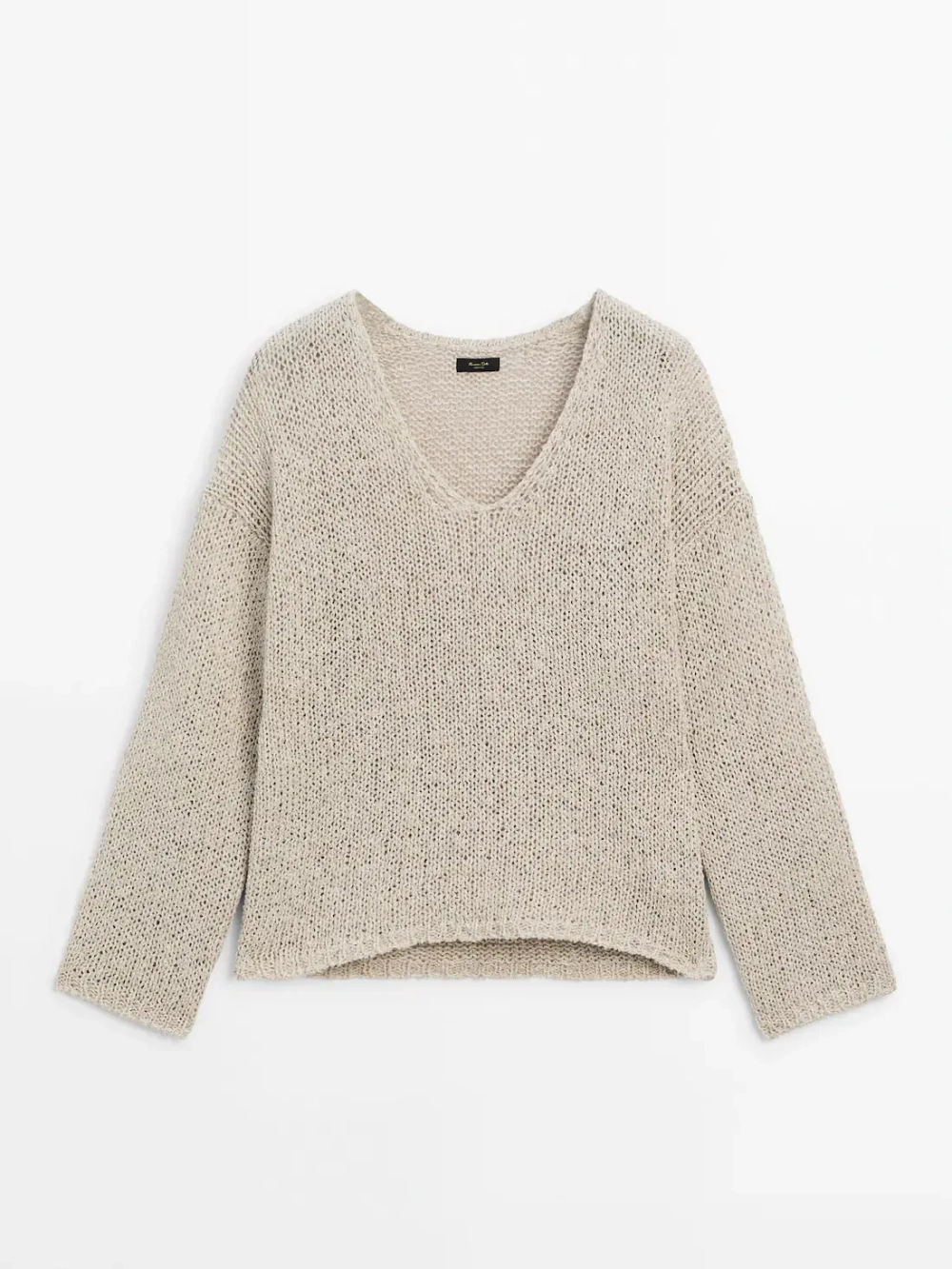 Massimo Dutti Свитер из смесового льна, бежевый