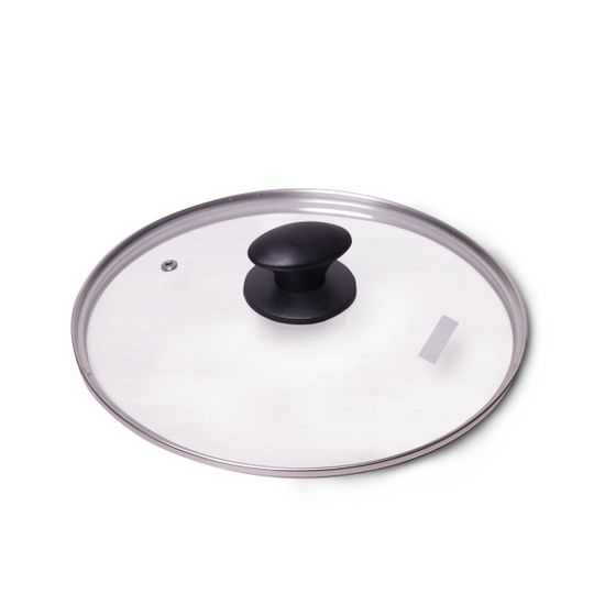 Крышка 26 см. стеклянная универсальная Kamille КМ-0646L с металлическим ободком