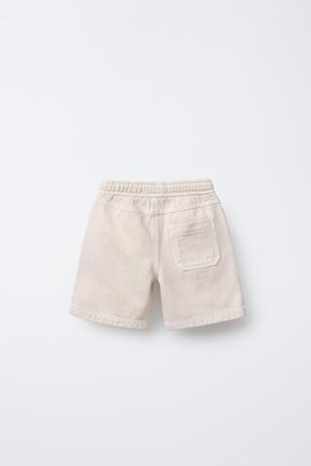 ZARA КОМФОРТНЫЕ ШОРТЫ ИЗ ТВИЛА, ЭКРЮ