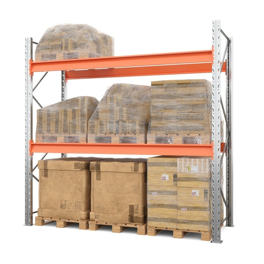 Стеллаж металлический паллетный фронтальный 2500х2700х1100 мм (70.1.5). Ярусы: пол+2