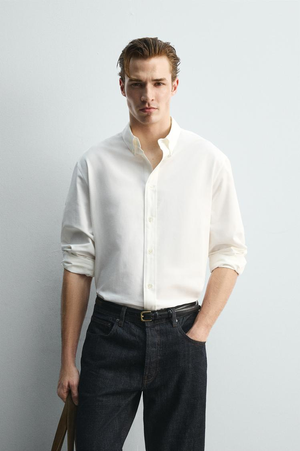 ZARА РУБАШКА RELAXED FIT - LIMITED EDITION, БЕЛЫЙ