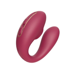 Бордовый вакуумный вибратор для пар Talia с пультом ДУ (Цвет: бордовый)