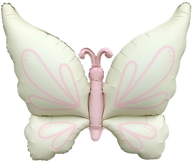 К Шар (37''/94 см) Фигура, Нежная бабочка, Кремовый, Сатин (БГ-36)