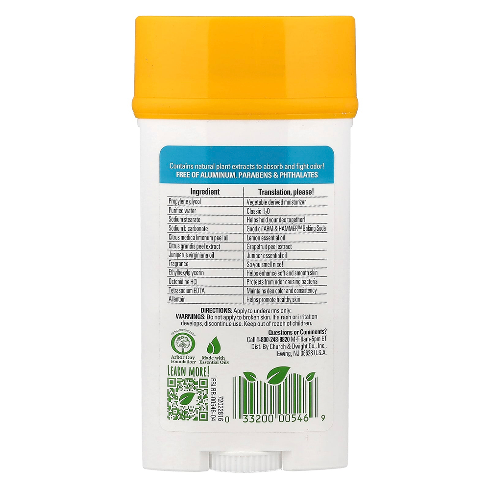 Arm & Hammer, Essentials, дезодорант с натуральными дезодорирующими компонентами, с ароматом можжевельника, 71 г (2,5 унции)