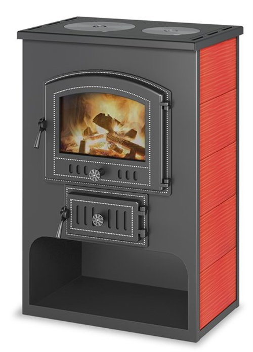 Печь-Камин ВЕЗУВИЙ ПК-03 (224) с плитой "Везувий В3" красн. 12 кВт (200 м3) Ø 150 мм