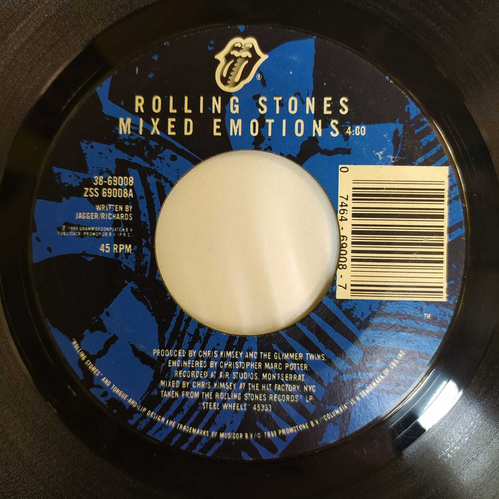 Rolling Stones - Mixed Emotions (США 1989г.) 7", 45 RPM, Single, Translucent