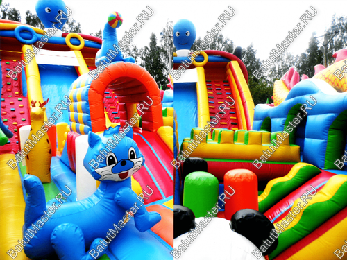 Коммерческий надувной батут "Осьминоги и драконы" 16*8*6 м