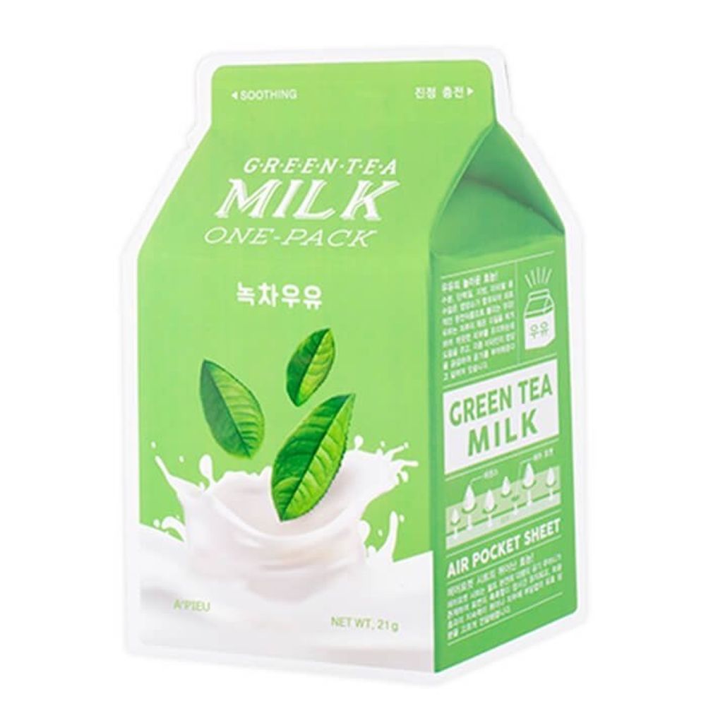 Тканевая маска с экстрактом зеленого чая APIEU Milk One-Pack Green Tea