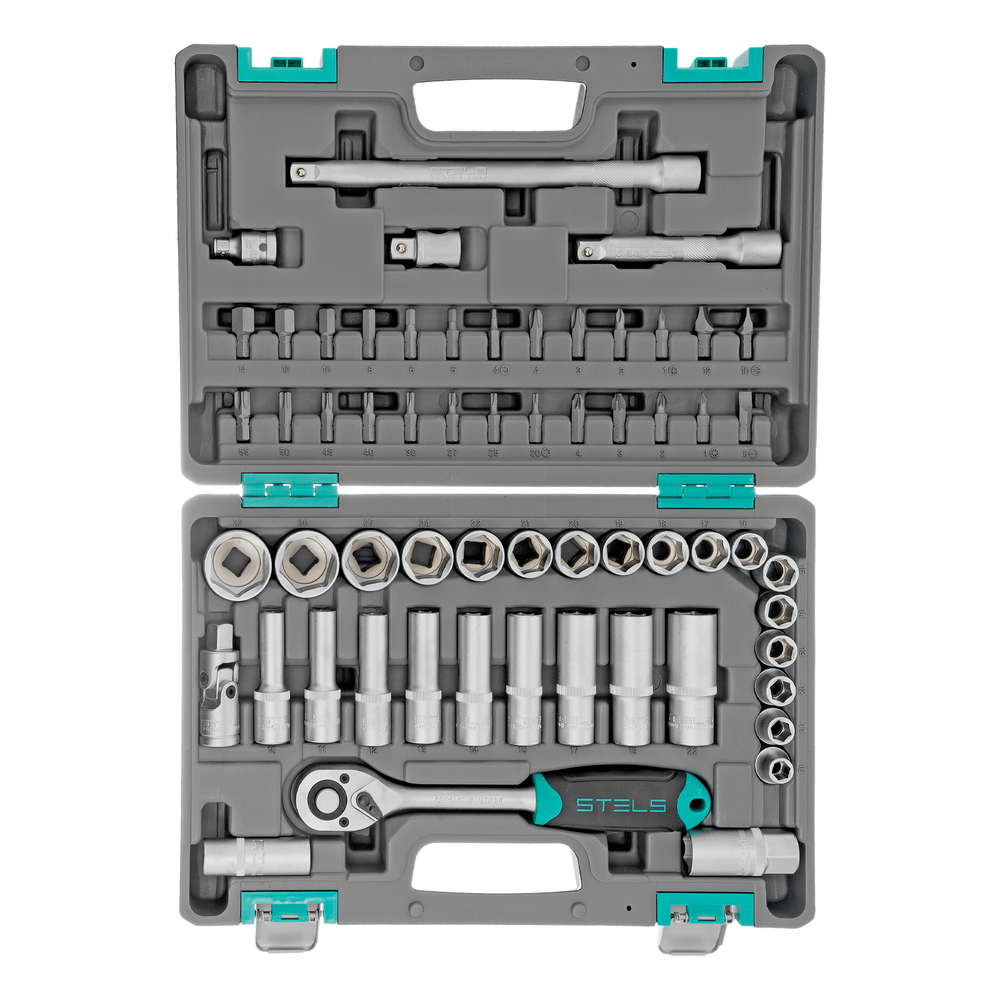Набор инструментов, 1/2", CrV, пластиковый кейс 60 предметов Stels