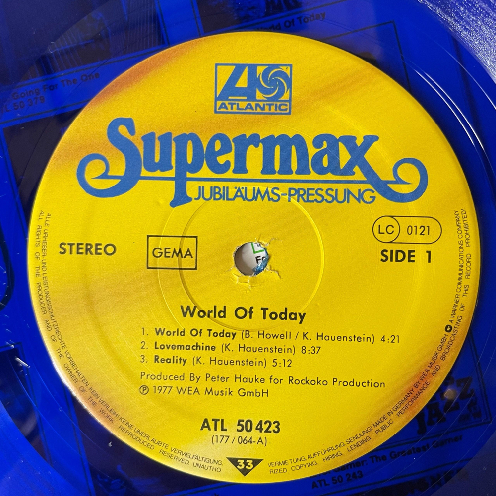 Винтажная виниловая пластинка LP Supermax World Of Today (Германия 1977) (Синий Винил)