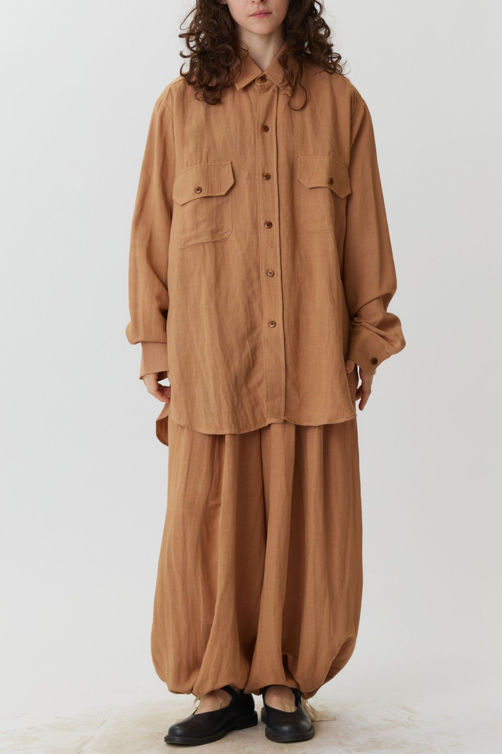 Длинные кюлоты из карамельного льна