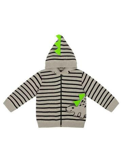 Джемпер для мальчиков на молнии "Динозаврик" р-р 68-74, серый 2015