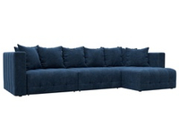 Диван угловой Лига-052 НПБ Лонг угол универсальный, BRUT 11 ВЕЛЮР синий