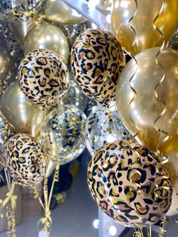 Воздушные гелиевые шарики с доставкой по Хабаровску леопард хром золото №4465