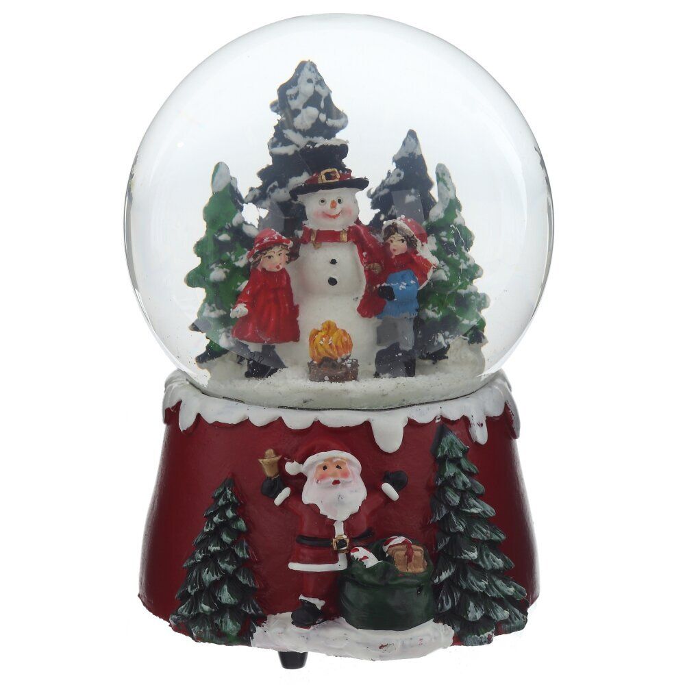 GAEM Фигурка декор в стекл шаре "Снеговик и дети" (муз ключ), D 10 см, L9,5 W10 H15 см