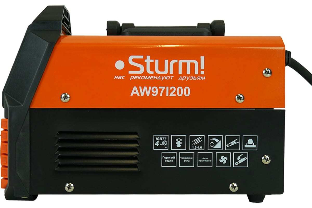 Сварочный инвертор Sturm 200А, ПВ 60%, 170-250В, HotStart/AntiStick/ArcForce AW97I200