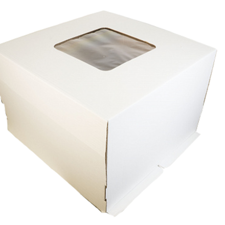 Коробка для торта с окном белая 42х42х29 см