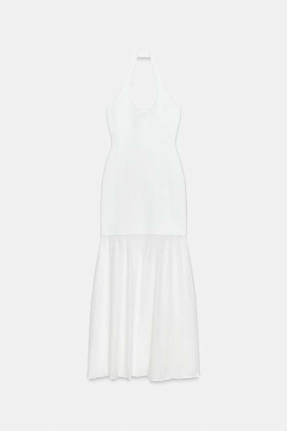 ZARA КОМБИНИРОВАННОЕ ПЛАТЬЕ ХАЛТЕР, БЕЛЫЙ