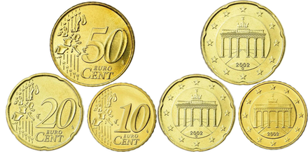 Германия 10-50 евроцентов 2002-2006 Бранденбургские ворота XF