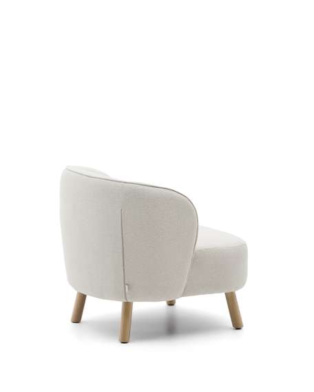 Кресло Ulit из бежевого шенилла с ножками из светлого бука