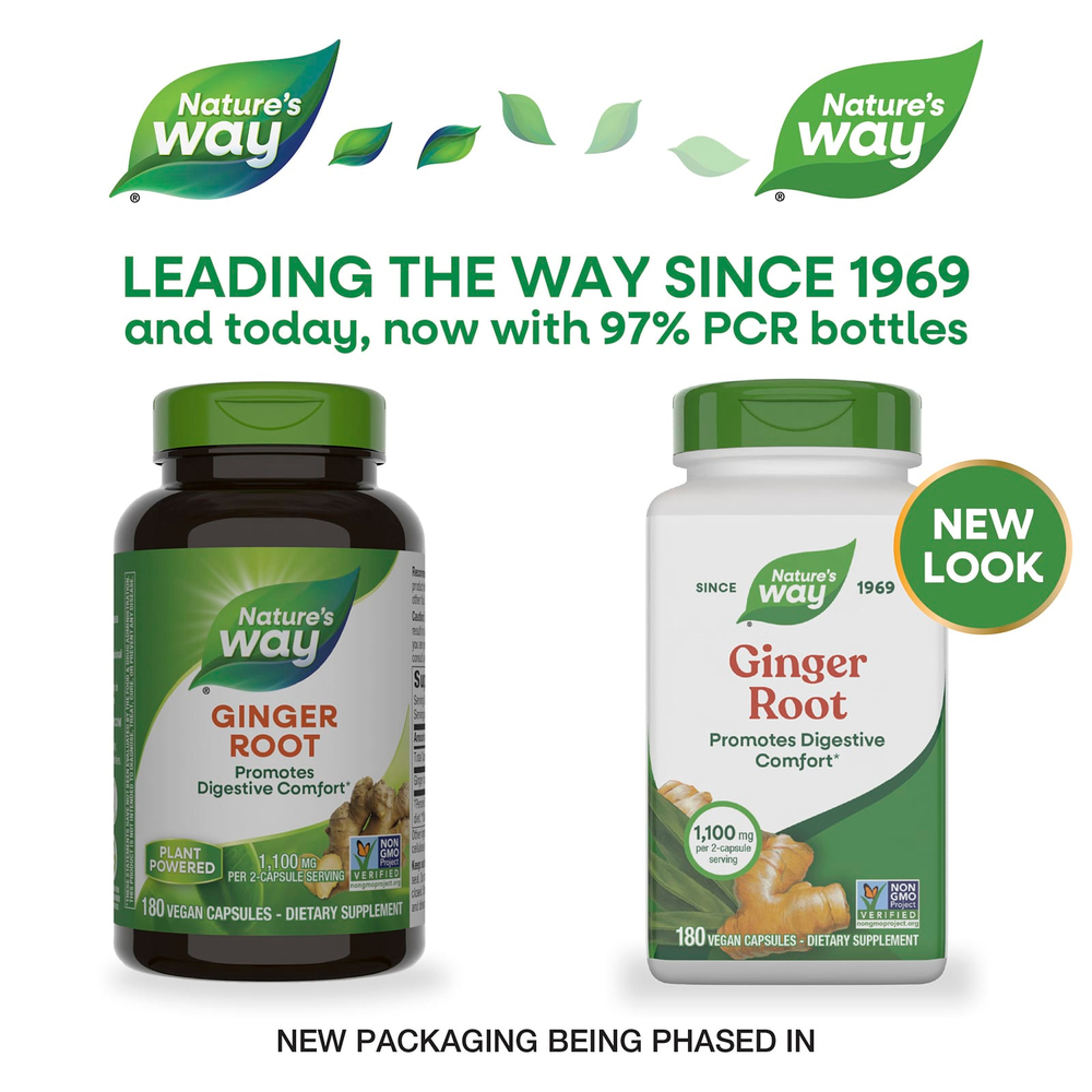 Nature's Way, корень имбиря, 180 веганских капсул (550 мг в 1 капсуле)