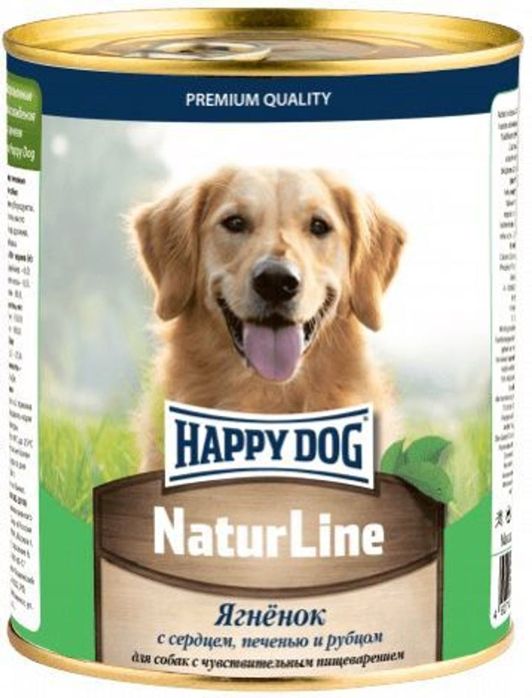 Консервы Happy Dog Natur Line для взрослых собак всех пород с ягненком с сердцем печенью и рубцом 970 г