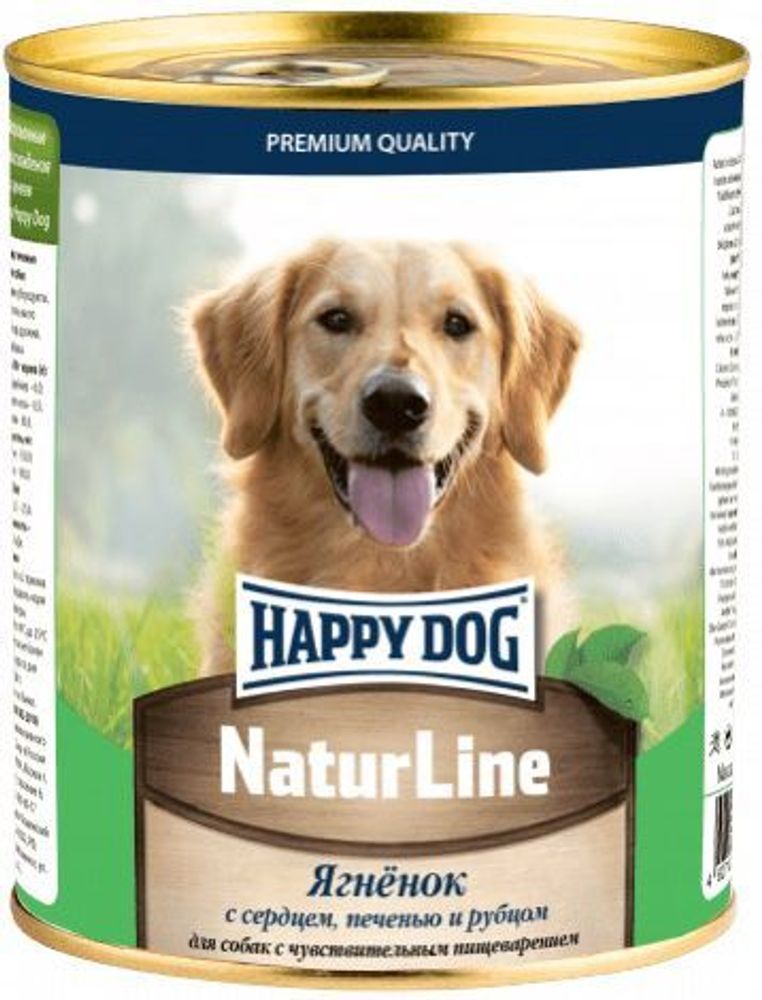 Консервы Happy Dog Natur Line для взрослых собак всех пород с ягненком с сердцем печенью и рубцом 970 г